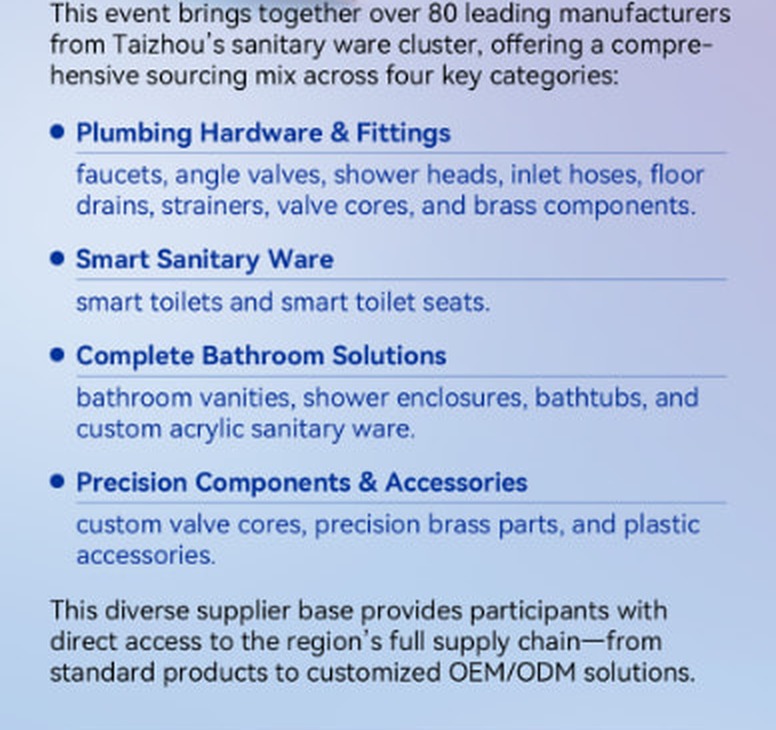 Sourcing categories: Plumbing Hardware & Fittings, Smart Sanitary Ware, Complete Bathroom Solutions, Precision Components & Accessories